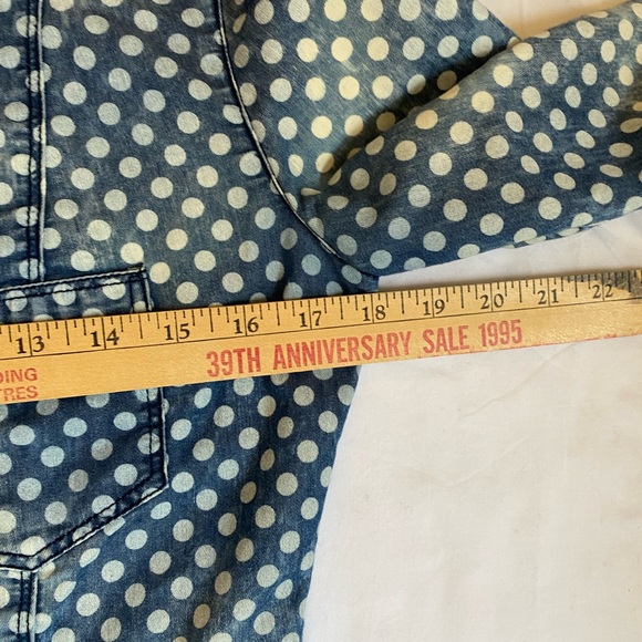 Guess Polka Dot Pearl Snap Button Front Denim Shirt SM Coastal Cowgirl Western - Picture 12 of 16